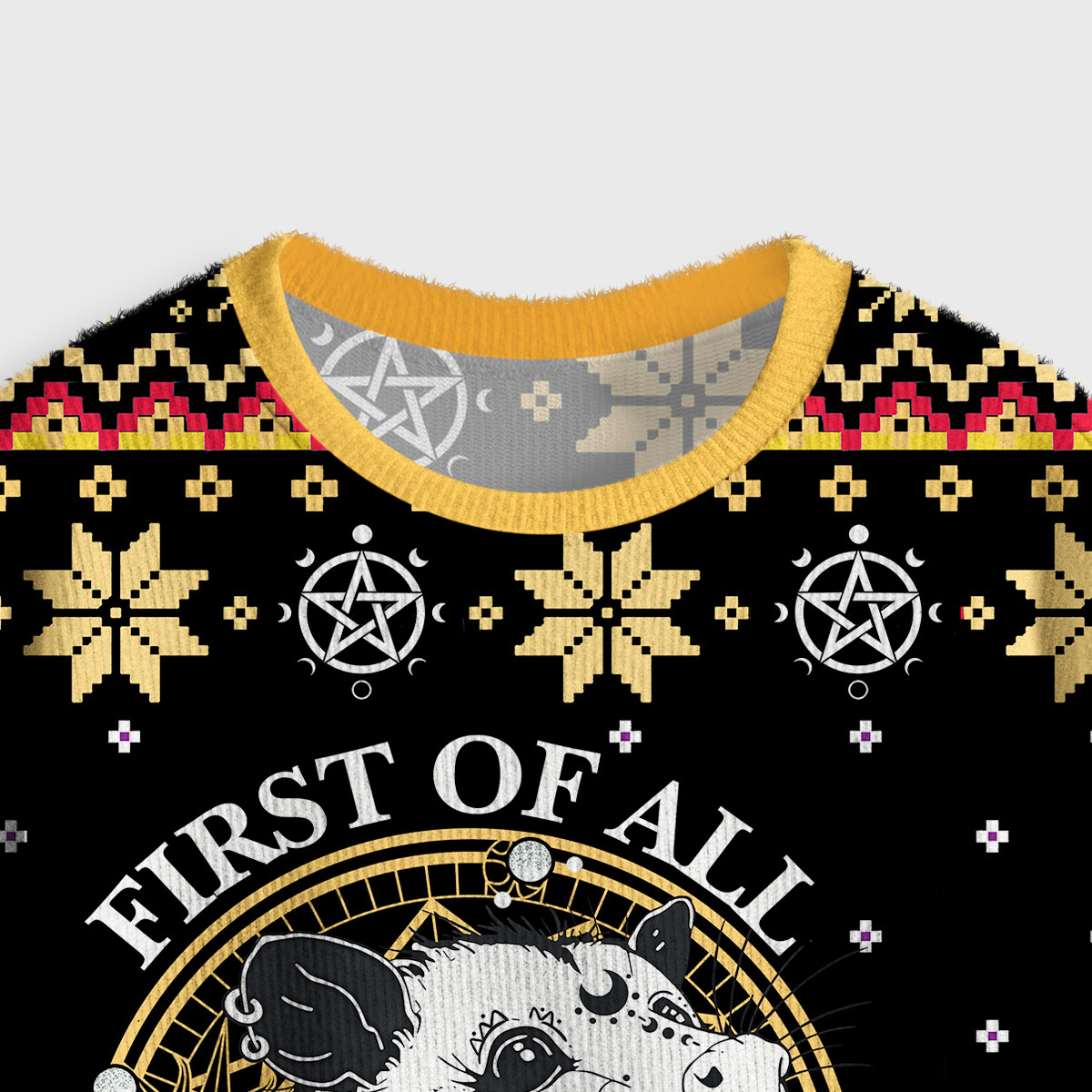 Purplehecate First Of All I'm A Delightful Opossum Crop Fuzzy Ugly Sweatshirt