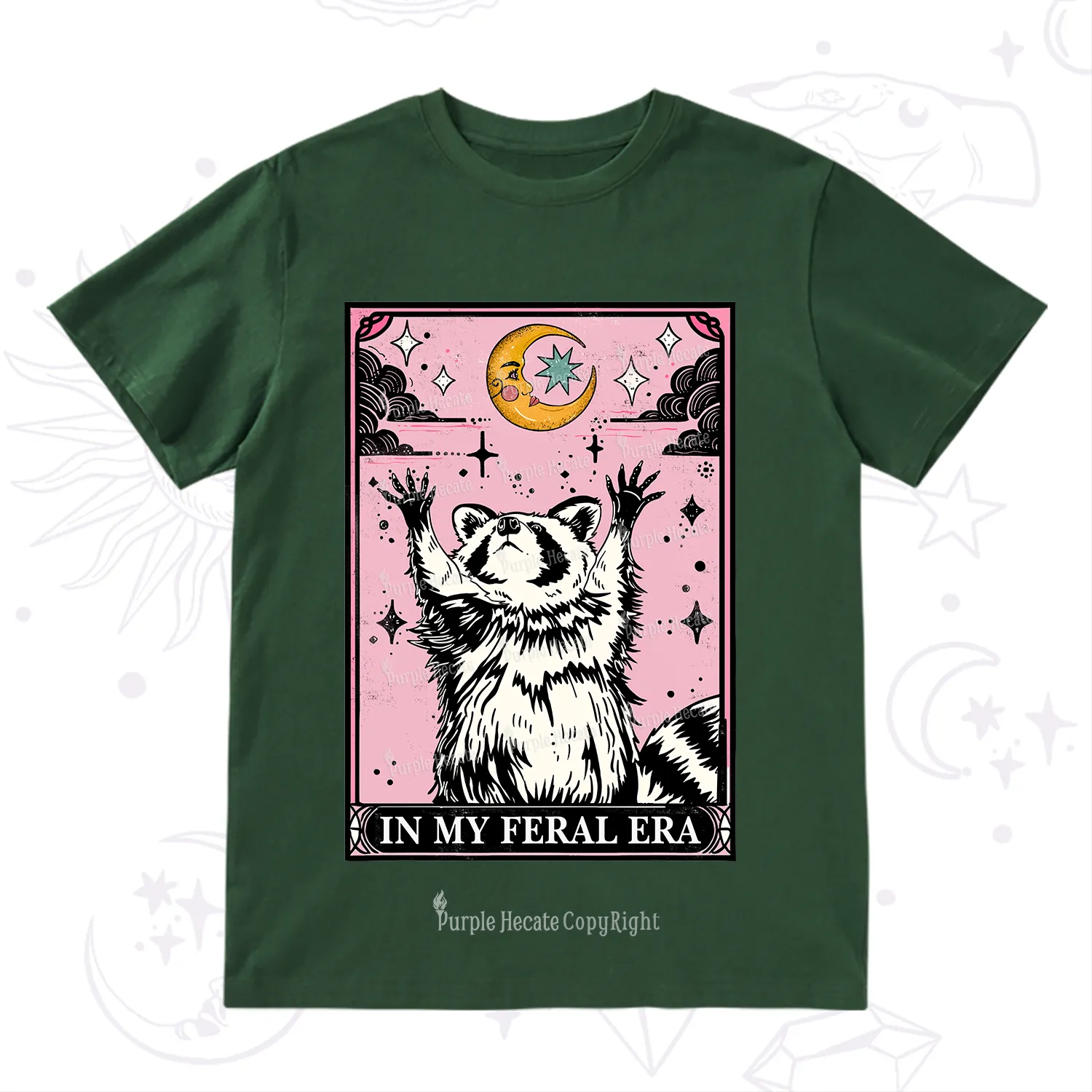 Purplehecate The In My Feral Era Tarot Raccoon T-Shirt