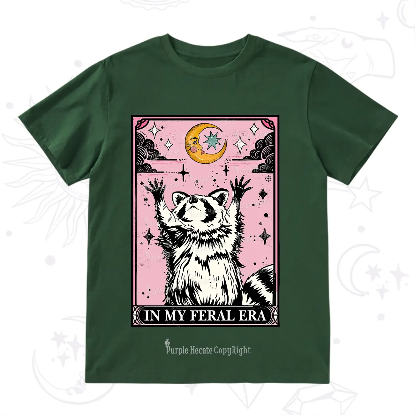 Purplehecate The In My Feral Era Tarot Raccoon T-Shirt