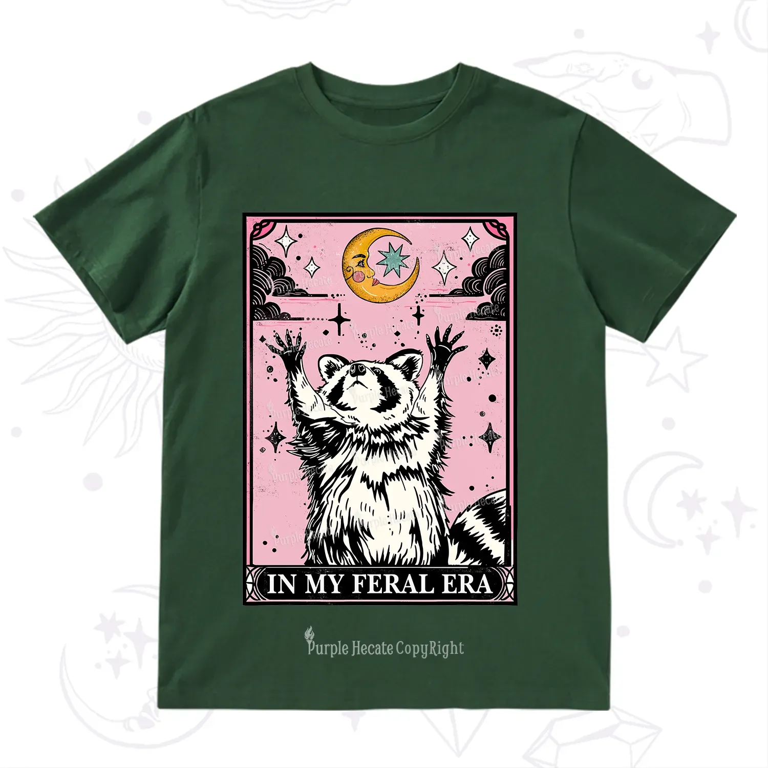 Purplehecate The In My Feral Era Tarot Raccoon T-Shirt