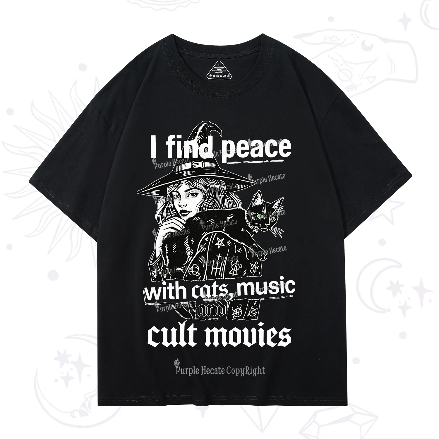 Purplehecate I Find Peace With Cats Music Cult Movies T-Shirt
