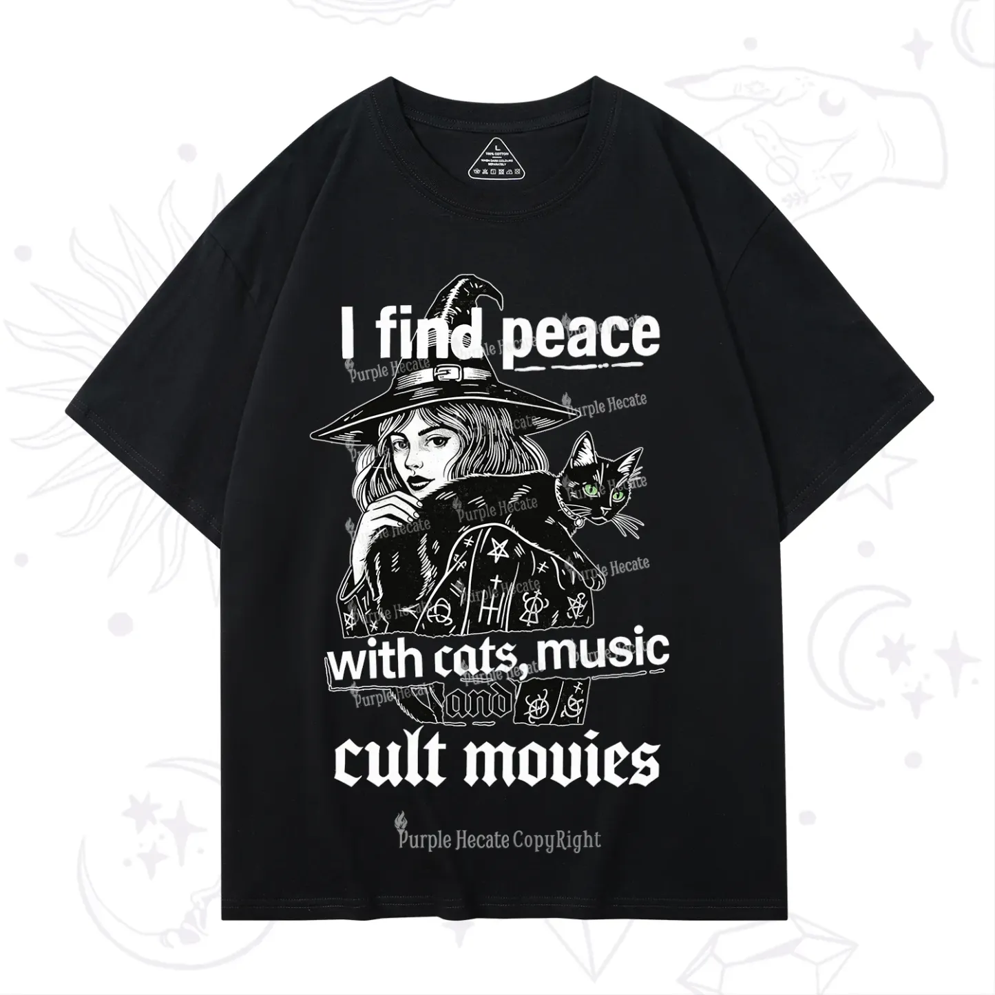 Purplehecate I Find Peace With Cats Music Cult Movies T-Shirt