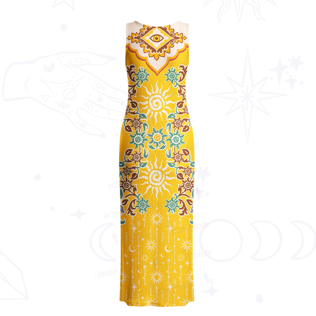 Purplehecate Solar Whispers Witch Crochet Knit Maxi Dress