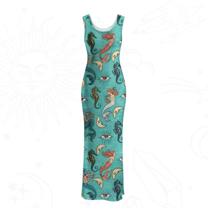 Purplehecate Mermaid Magic Mesh Maxi Tank Beach Dress
