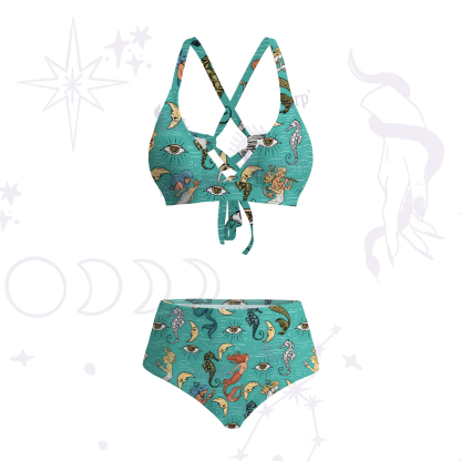 Purplehecate Mermaid Magic Crisscross Tie-Back Bikini Set