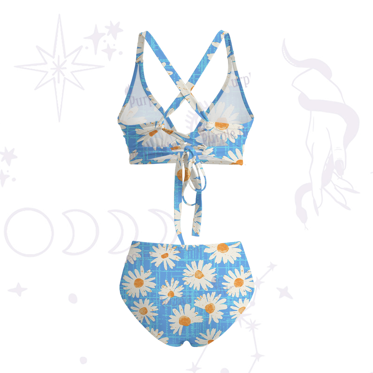 Purplehecate Daisy Daydream Crisscross Tie-Back Bikini Set