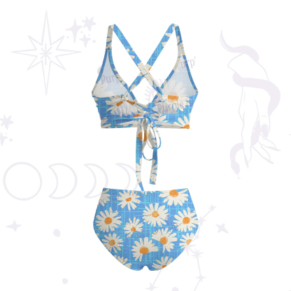 Purplehecate Daisy Daydream Crisscross Tie-Back Bikini Set