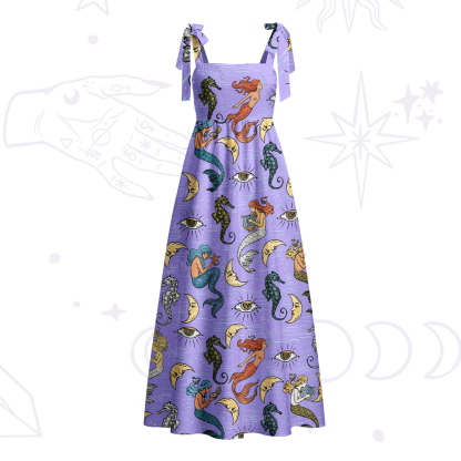 Purplehecate Mermaid Magic Tie Shoulder Maxi Dress