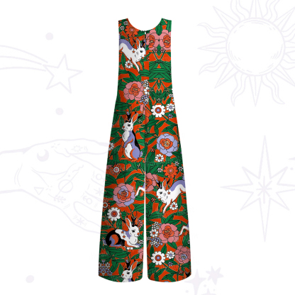 Purplehecate Mystic Blossom Bunny Garden Wide Leg Jumpsuit