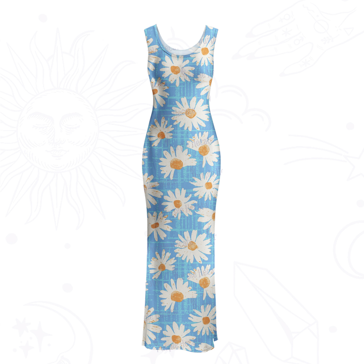 Purplehecate Daisy Daydream Mesh Maxi Tank Beach Dress