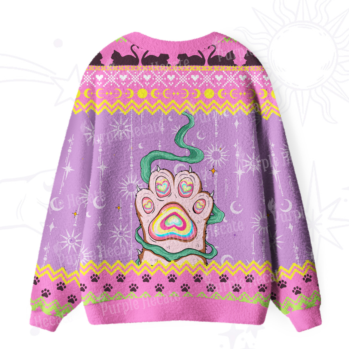Purplehecate Pastel Cat Paw Magic Ugly Cardigan Sweaters
