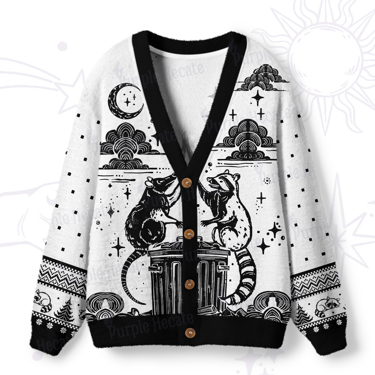 Purplehecate The Team Trash Raccoon Tarot Ugly Cardigan Sweaters