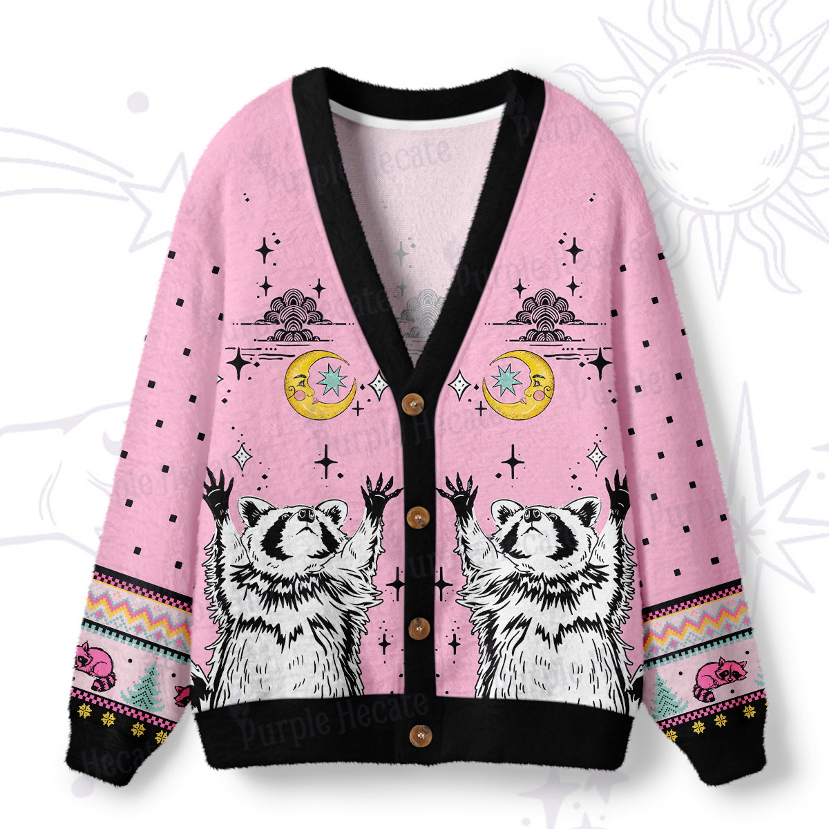 Purplehecate In My Feral Era Raccoon Ugly Cardigan Sweaters