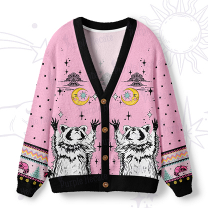 Purplehecate In My Feral Era Raccoon Ugly Cardigan Sweaters