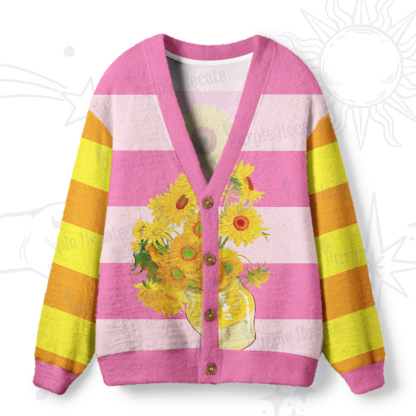 Purplehecate Golden Sunburst Bouquet Ugly Cardigan Sweaters