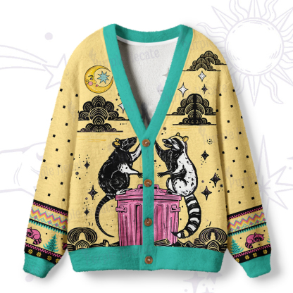Purplehecate The Team Trash Opossum Tarot Ugly Cardigan Sweaters