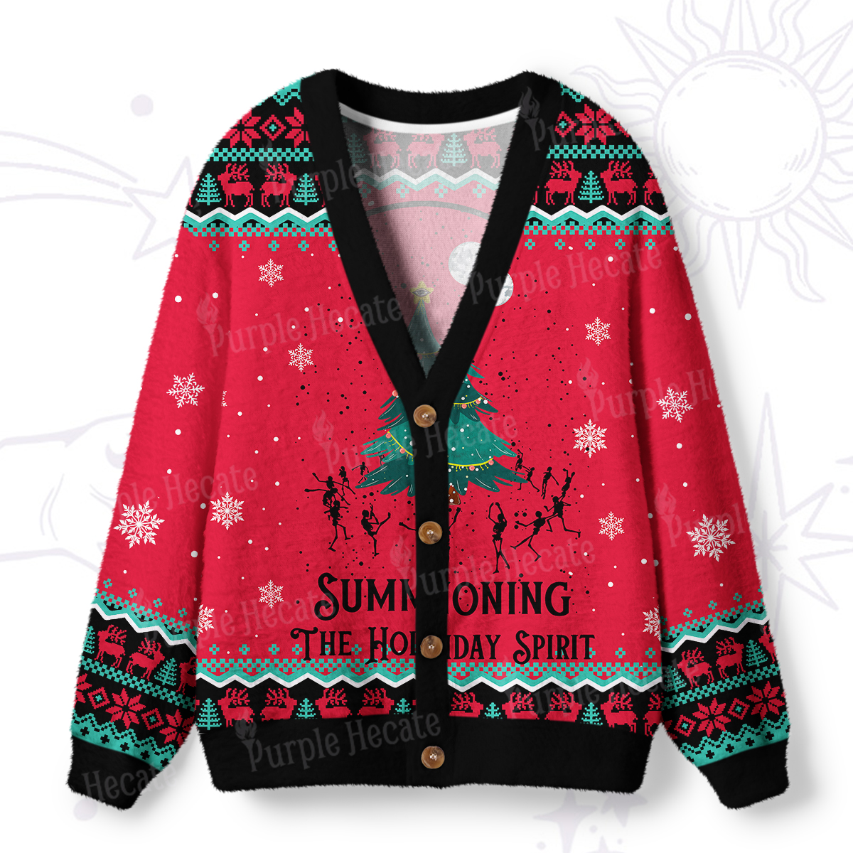 Purplehecate Christmas The Holiday Spirit Ugly Cardigan Sweaters