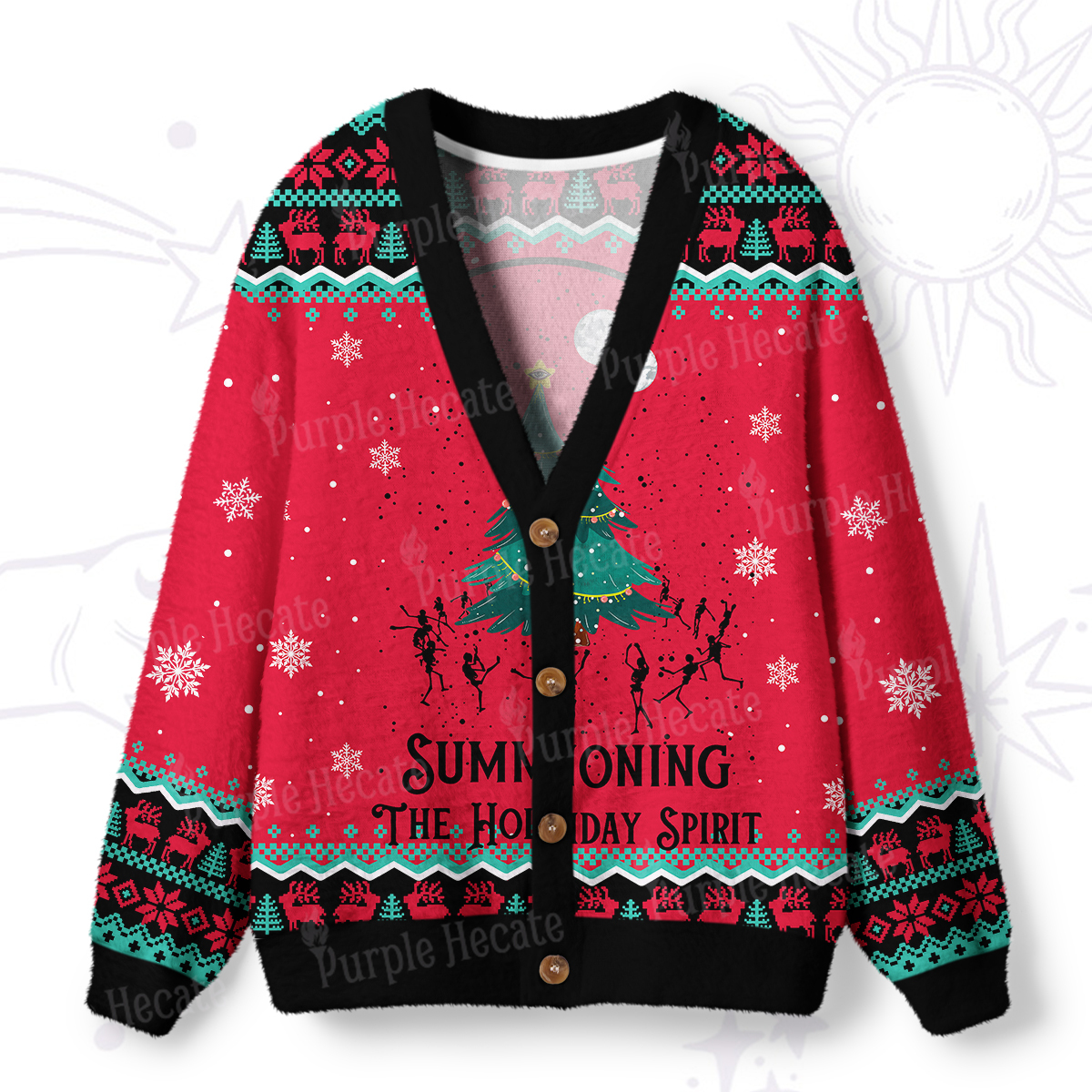 Purplehecate Christmas The Holiday Spirit Ugly Cardigan Sweaters