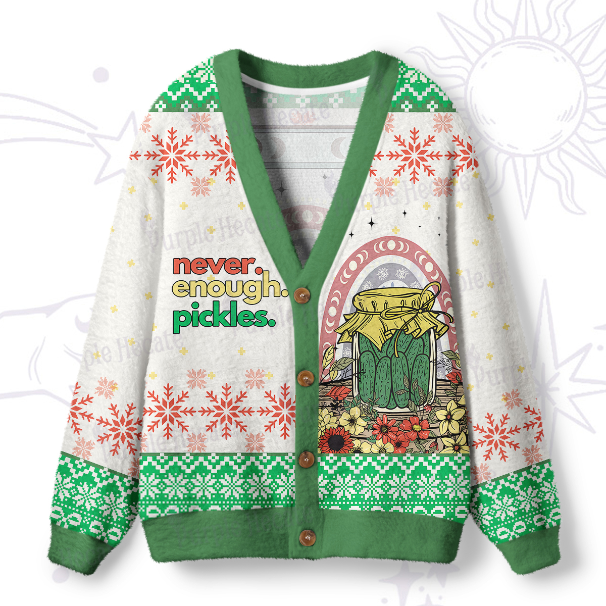 Purplehecate Funny Never Enough Pickles Ugly Cardigan Sweaters
