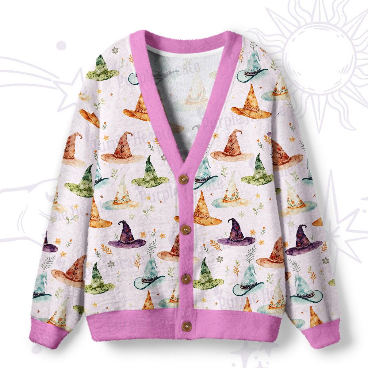 Purplehecate Witch Hat Ugly Cardigan Sweaters