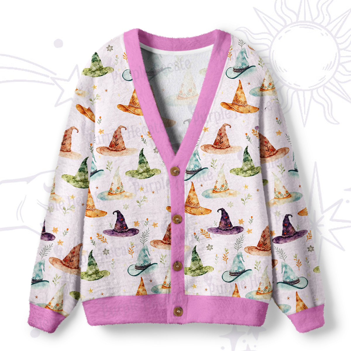 Magic Purplehecate Witch Hat Ugly Cardigan Sweaters