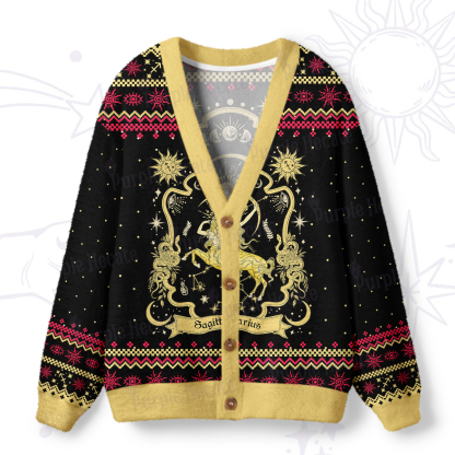 Purplehecate Sagittarius' Astral Mirage Zodiac Ugly Cardigan Sweaters