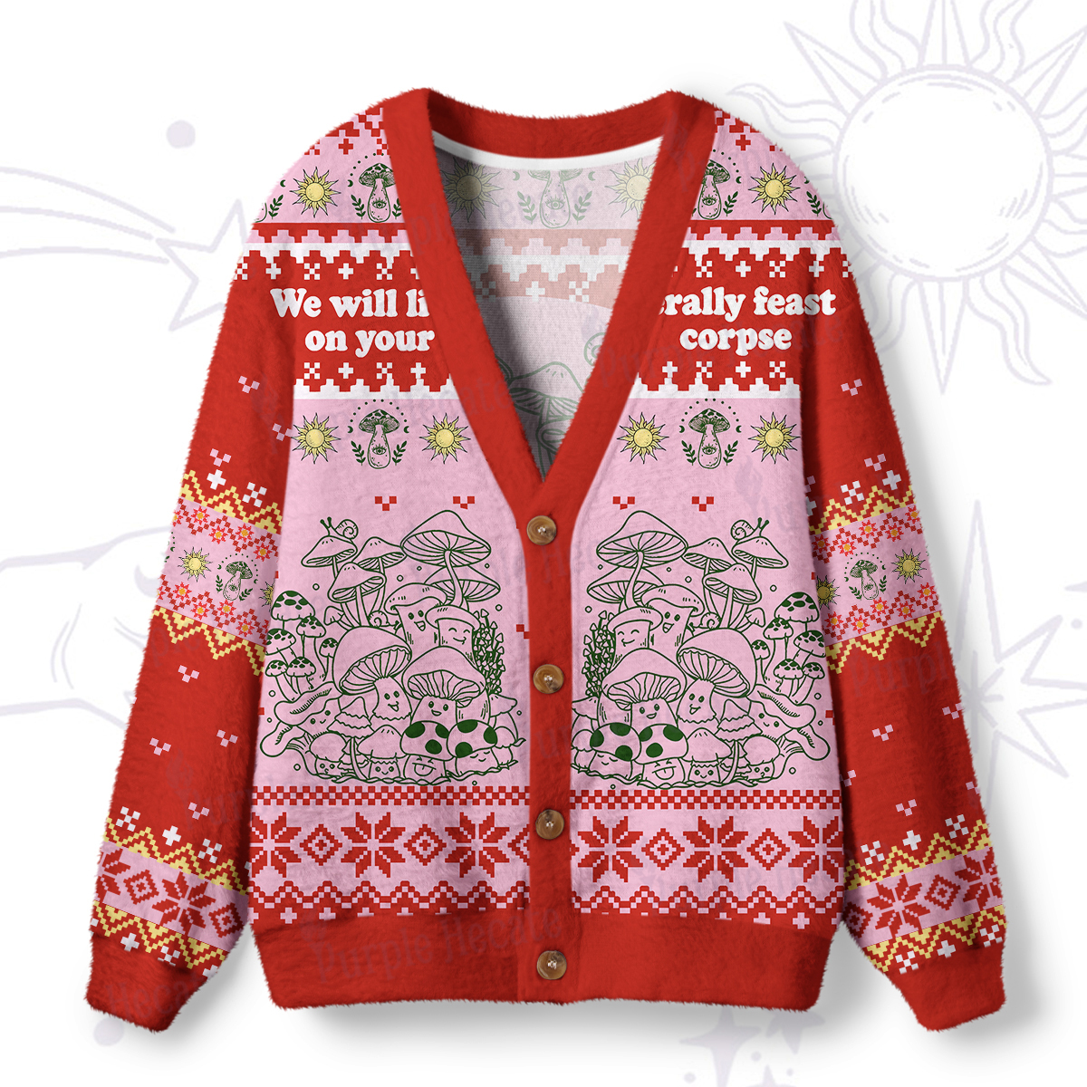 Purplehecate We Will Literally Feast on Your Corpse Ugly Cardigan Sweaters