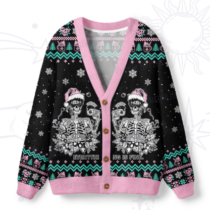 Purplehecate Everything Is Fine Christmas Ugly Cardigan Sweaters