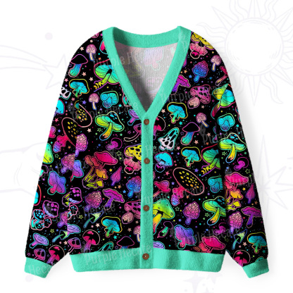 Purplehecate Psychedelic Mushroom Rave Ugly Cardigan Sweaters