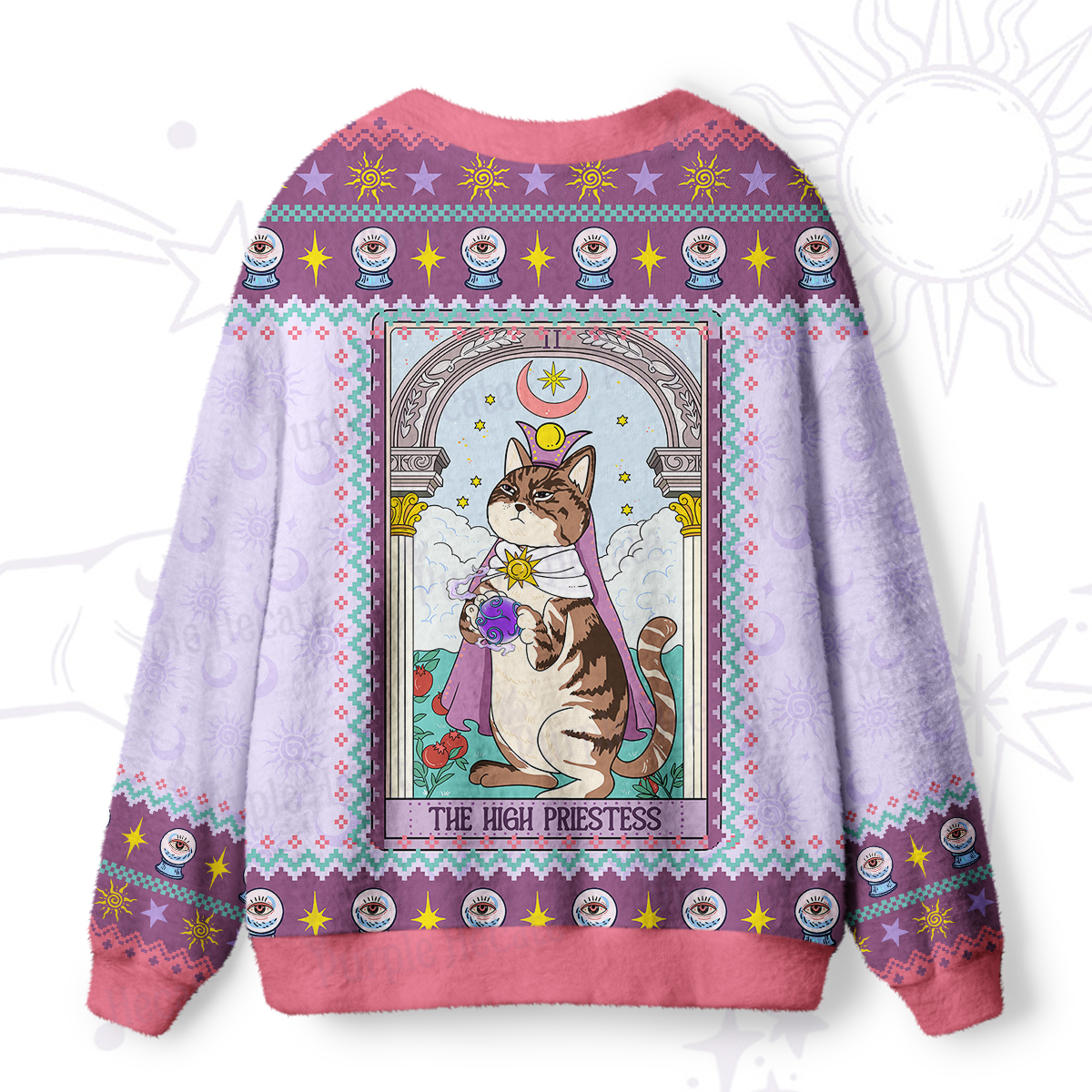 Purplehecate The High Priestess Cat Tarot Ugly Cardigan Sweaters