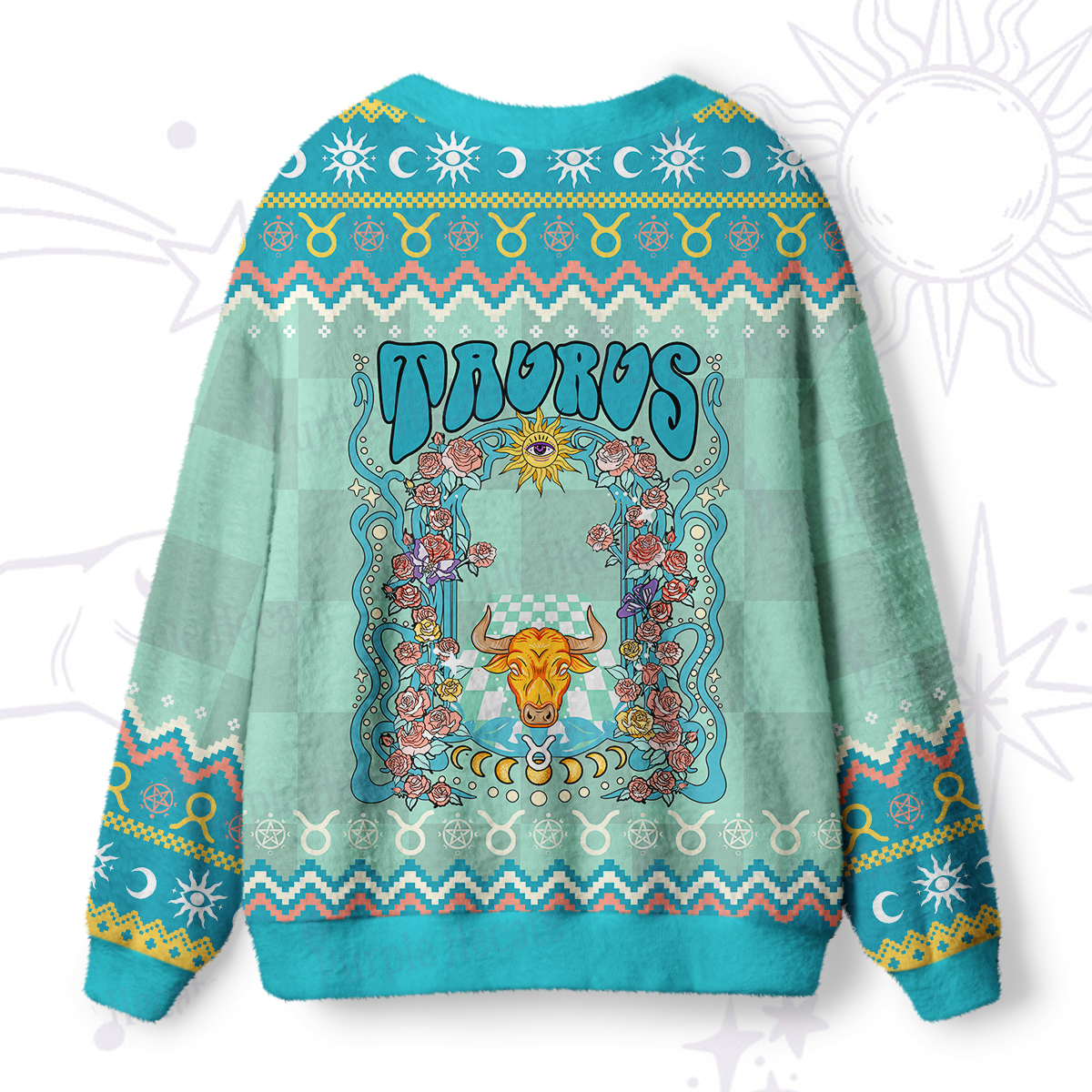 Purplehecate Taurus Spirit Zodiac Ugly Cardigan Sweaters
