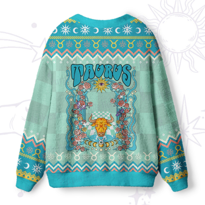 Purplehecate Taurus Spirit Zodiac Ugly Cardigan Sweaters