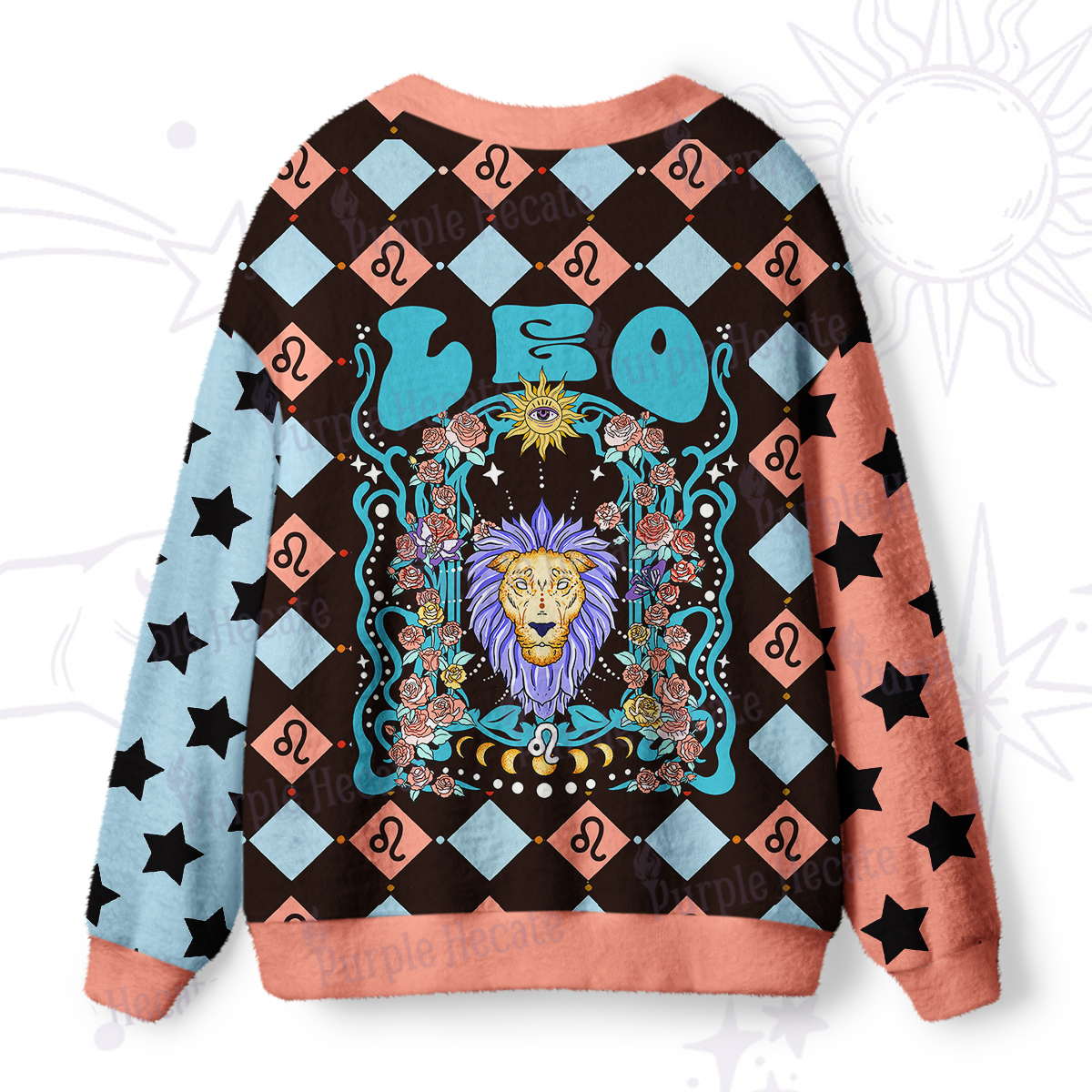 Purplehecate Leo Spirit Zodiac Ugly Cardigan Sweaters
