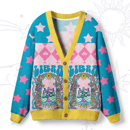 Purplehecate Libra Spirit Zodiac Ugly Cardigan Sweaters
