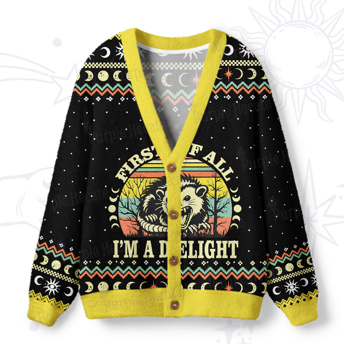 Magic Purplehecate First Of All I'm A Delightful Opossum Ugly Cardigan Sweaters