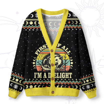 Purplehecate First Of All I'm A Delightful Opossum Ugly Cardigan Sweaters