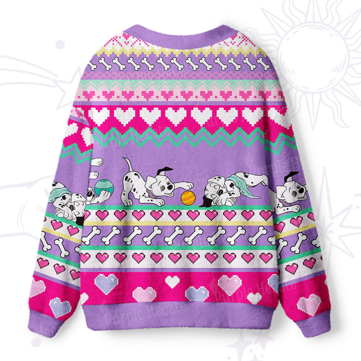 Purplehecate Dalmatian Playtime Ugly Cardigan Sweaters