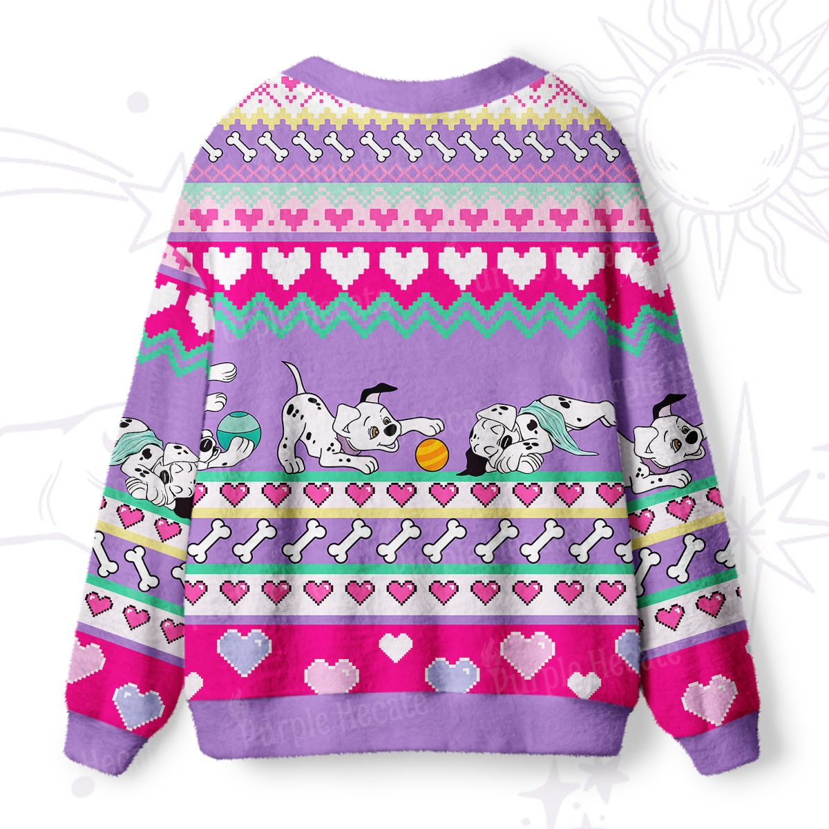 Purplehecate Dalmatian Playtime Ugly Cardigan Sweaters