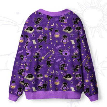Purplehecate Black Cat Secrets Ugly Cardigan Sweaters