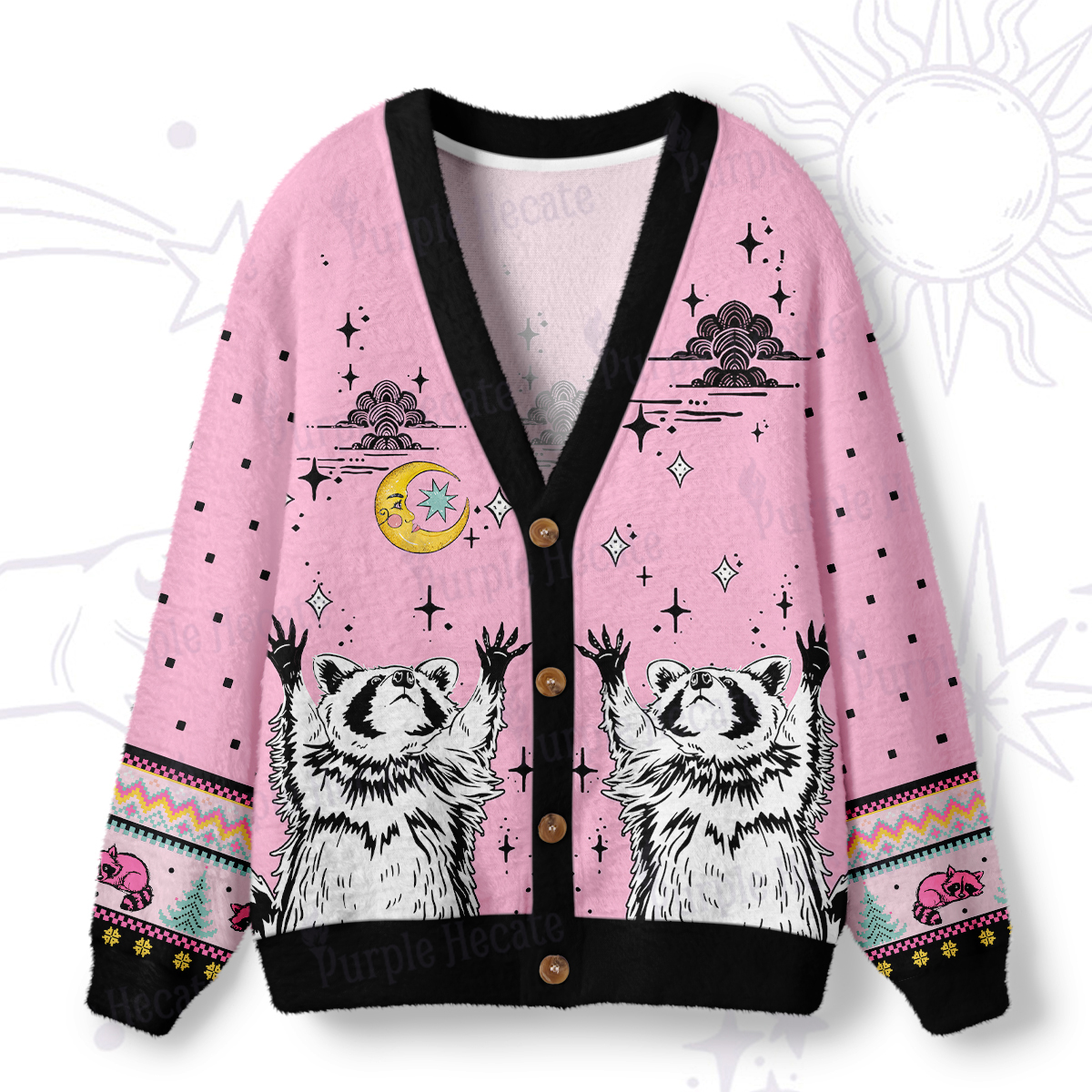 Purplehecate In My Feral Era Raccoon Ugly Cardigan Sweaters