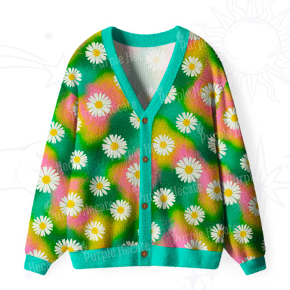 Purplehecate Enchanted Daisy Spring Romance Ugly Cardigan Sweaters