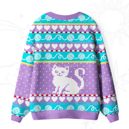 PurplehecateWhimsical Cat and Yarn  Ugly Cardigan Sweaters