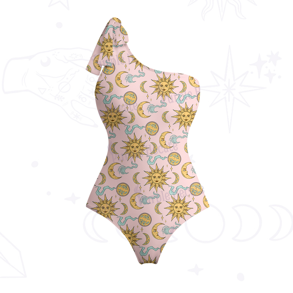 Purplehecate Magic of Sun and Moon One-Shoulder One-Piece Swimsuit