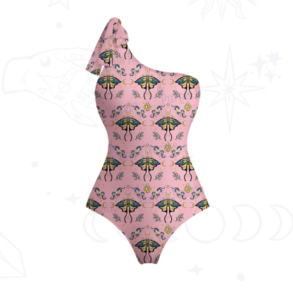 Purplehecate Mystical Moth One-Shoulder One-Piece Swimsuit