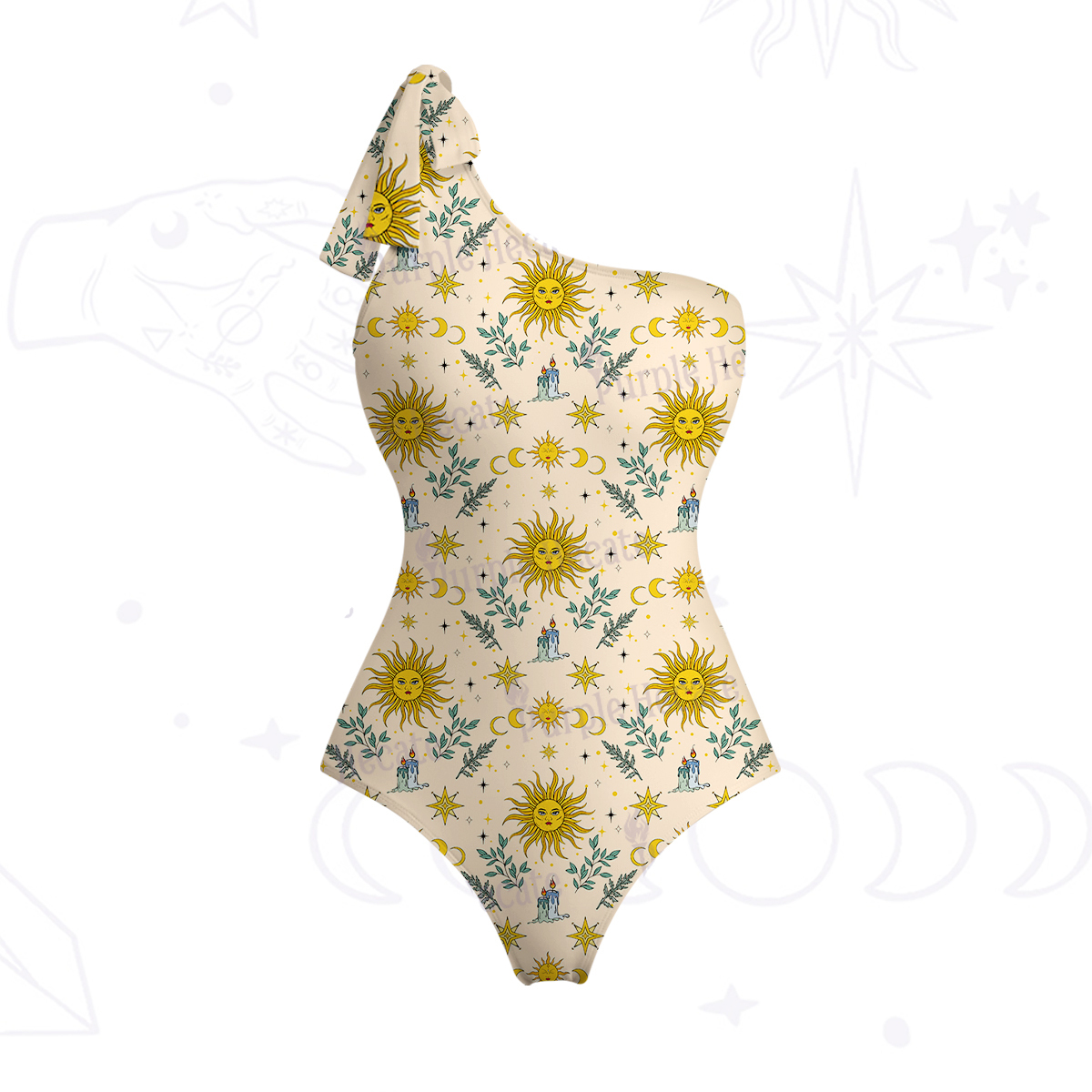 Purplehecate Magic Sun One-Shoulder One-Piece Swimsuit