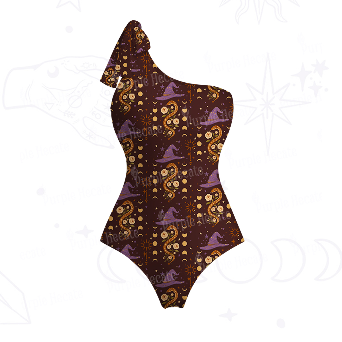 Purplehecate Witch's Enchantment One-Shoulder One-Piece Swimsuit