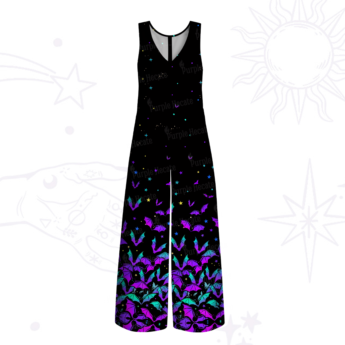 Purplehecate Rainbow Bat Wide Leg Jumpsuit