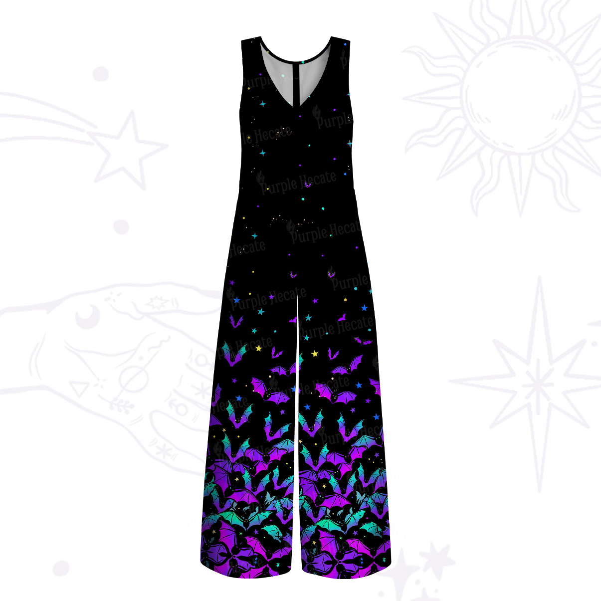 Purplehecate Rainbow Bat Wide Leg Jumpsuit