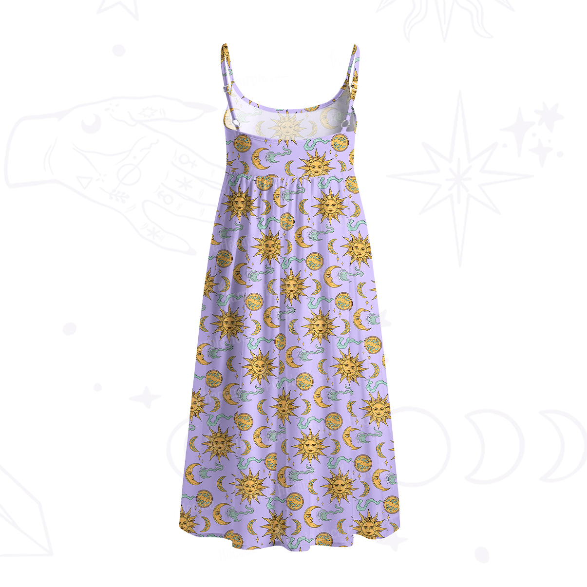 Purplehecate Magic of Sun and Moon Spaghetti Strap Midi Dress
