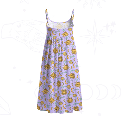 Purplehecate Magic of Sun and Moon Spaghetti Strap Midi Dress